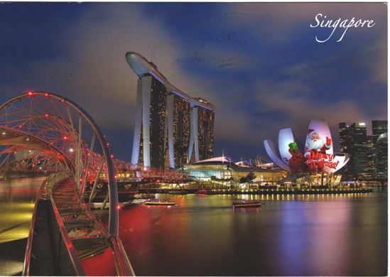 Helix Bridge and Marina Bay Sands Singapore