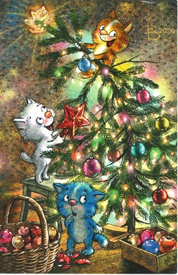 Blue Cat Christmas Tree