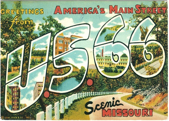 Route 66 Big Letters Postcard