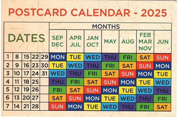 Postcard Calendar 2025